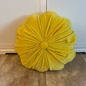 Ruched Yellow Velvet Throw Pillow